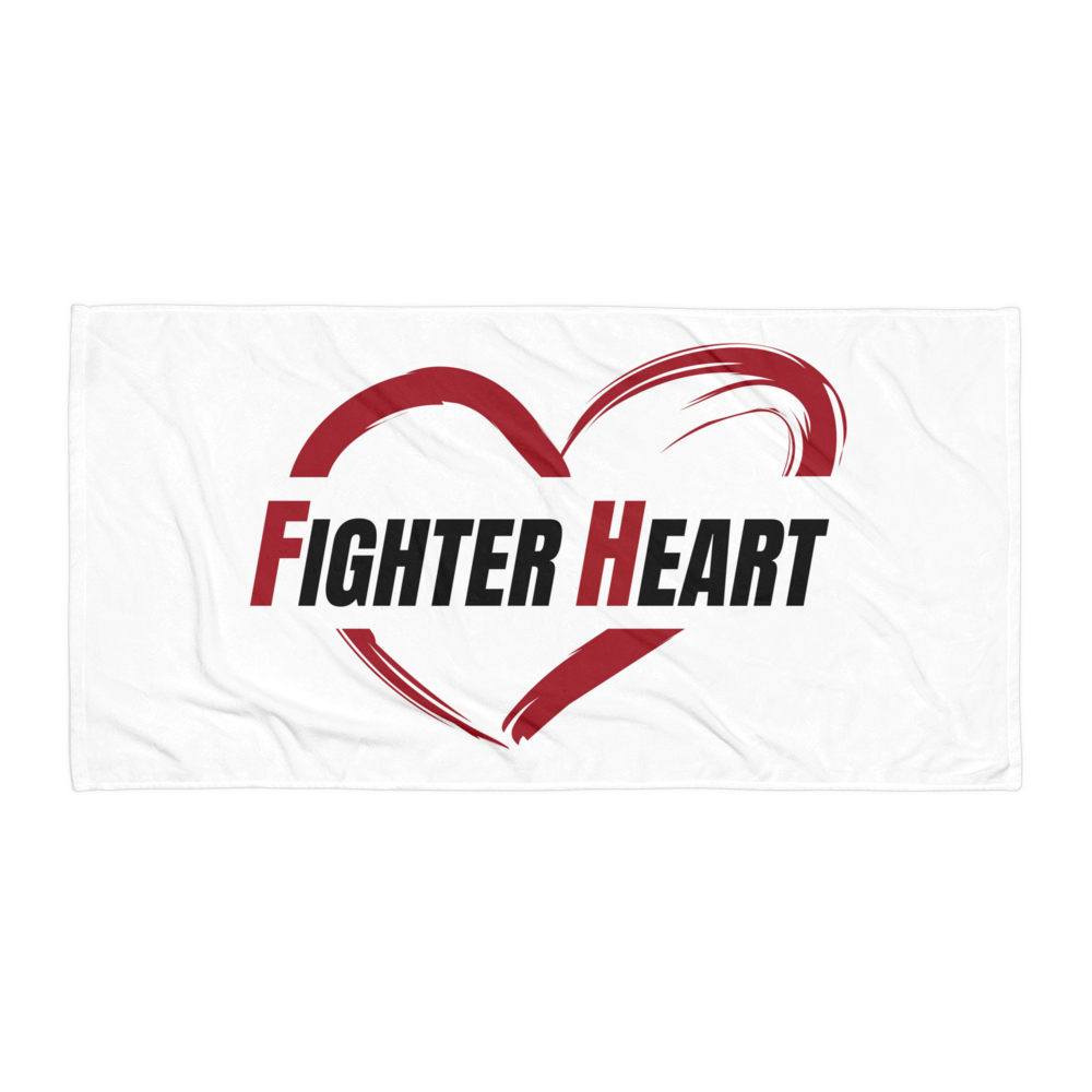 FighterHeart Logo Towel - white, red-black