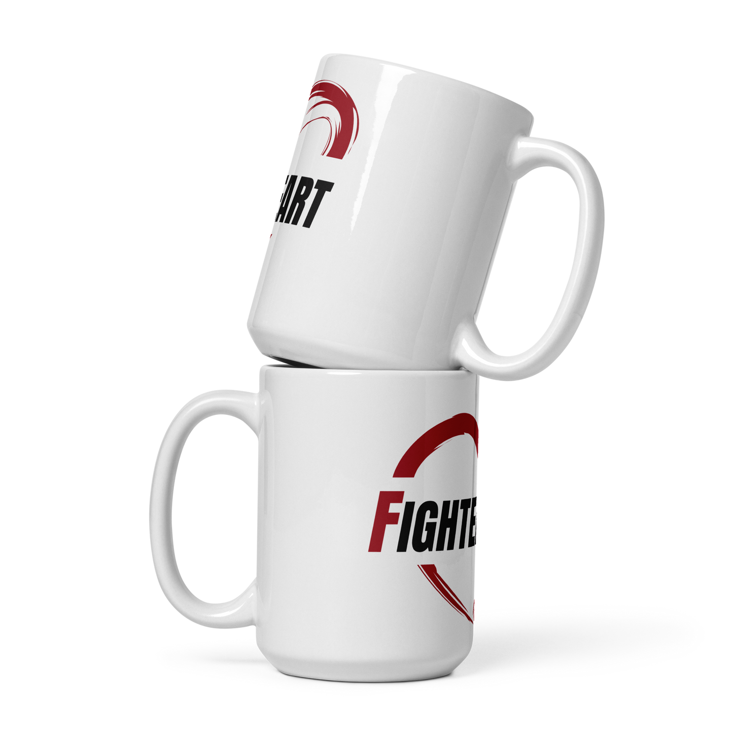 Large 16oz FighterHeart mug - white