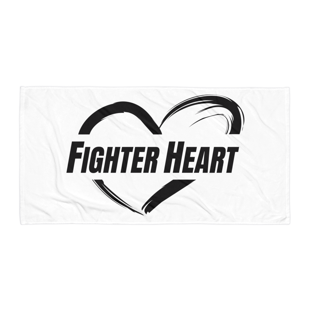 FighterHeart Logo Towel - white, black