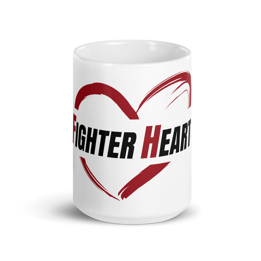 Large 16oz FighterHeart mug - white